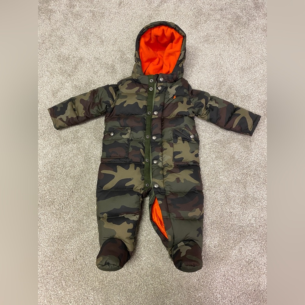 Ralph Polo Lauren baby 9M puffy jacket suit camouflage pattern